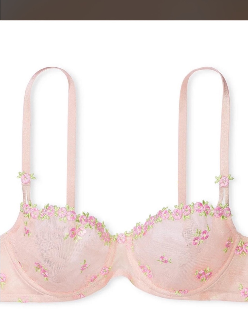 NWT Victoria Secret Delicate Pink Floral Embroidered Underwire Bra